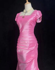 Charming Prom Dress Square Neck Pleated Evening Dress Gala Dress Birthday Dress HZ0319