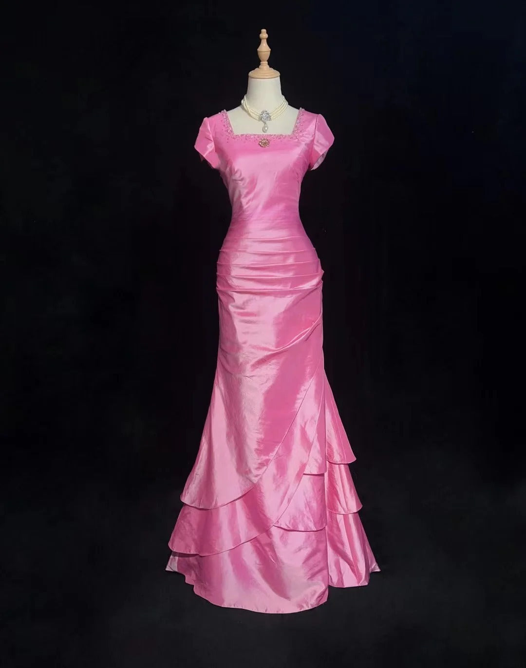 Charming Prom Dress Square Neck Pleated Evening Dress Gala Dress Birthday Dress HZ0319