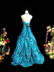 Stunning Prom Dress A Line Halter Pleated Evening Dress Gala Dress Birthday Party Dress HZ0319