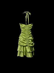 Beauty Homecoming Dress Halter Pleated Short Prom Dress Birthday Party Dress Cocktail Dress HZ0319
