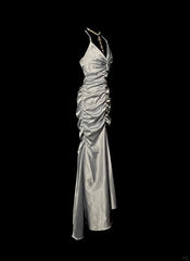 Stunning Prom Dress V-neck Pleated Long Mermaid Prom Dress Birthday Party Dress HZ0319