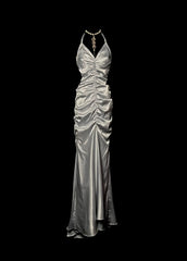 Stunning Prom Dress V-neck Pleated Long Mermaid Prom Dress Birthday Party Dress HZ0319
