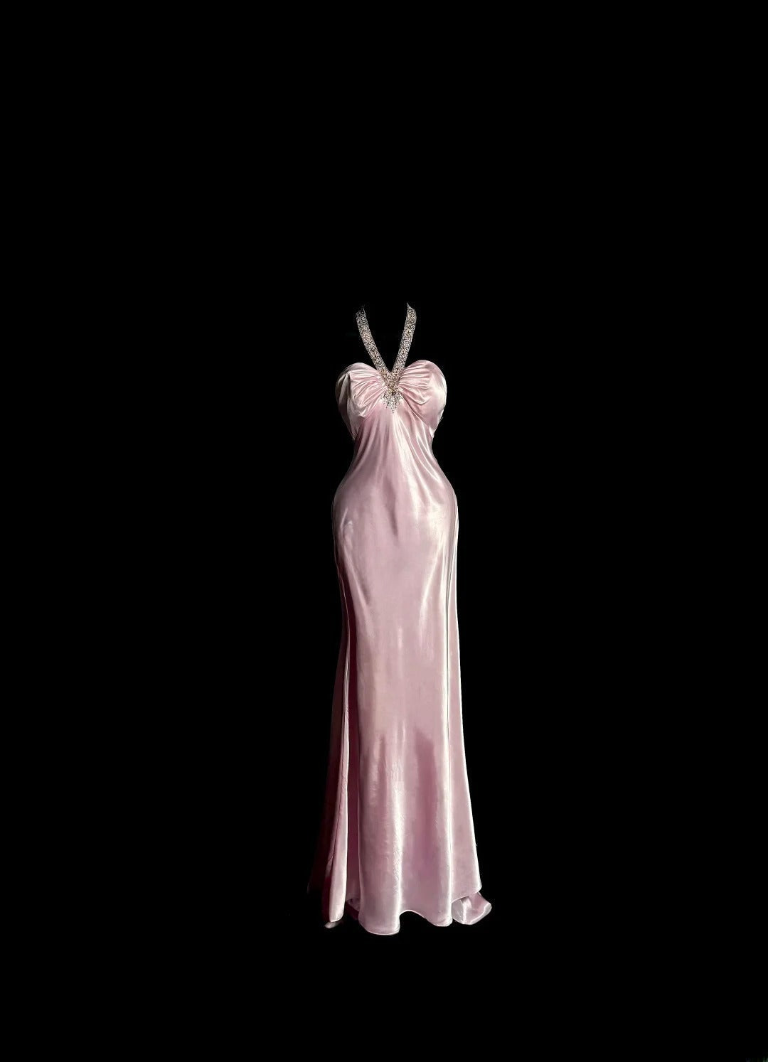 Sweet Prom Dress Light Pink Halter Long Prom Dress Evening Dress Birthday Party Dress HZ0319