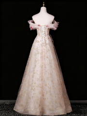 A Line Stunning Prom Dress Off Shoulder Floral Prom Dress Evening Gown Birthday Party Dress HZ0319