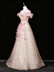 A Line Stunning Prom Dress Off Shoulder Floral Prom Dress Evening Gown Birthday Party Dress HZ0319