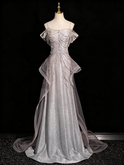 Shiny Prom Dress A Line Spaghetti Straps Tulle Birthday Party Outfits Evening Gown HZ0319