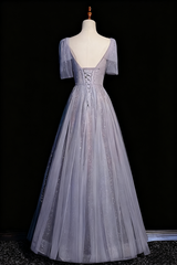 Stunning Prom Dress V-neck Tulle Pleated Birthday Party Outfits Evening Gown HZ0319