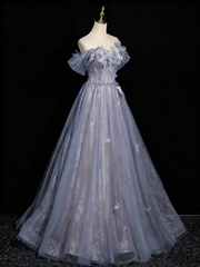 Shiny Prom Dress Off Shoulder Tulle Pleated Evening Gown Birthday Party Dress HZ0319