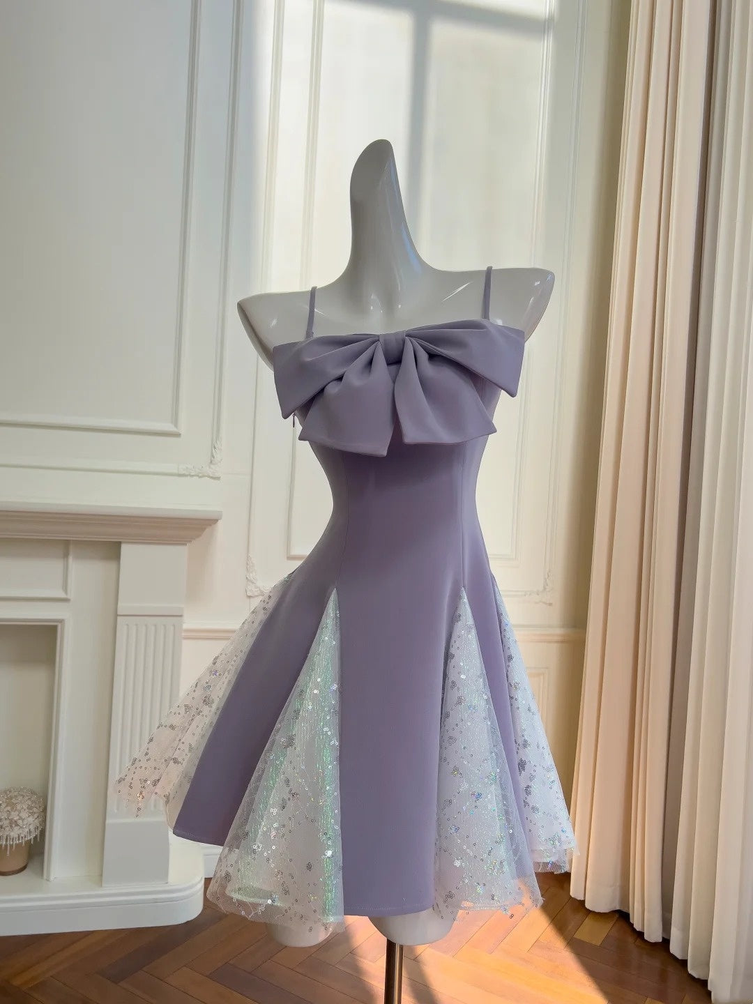 Beauty Homecoming Dress A Line Spaghetti Straps Pleated Short Prom Dress Birthday Party Outfits HZ0319