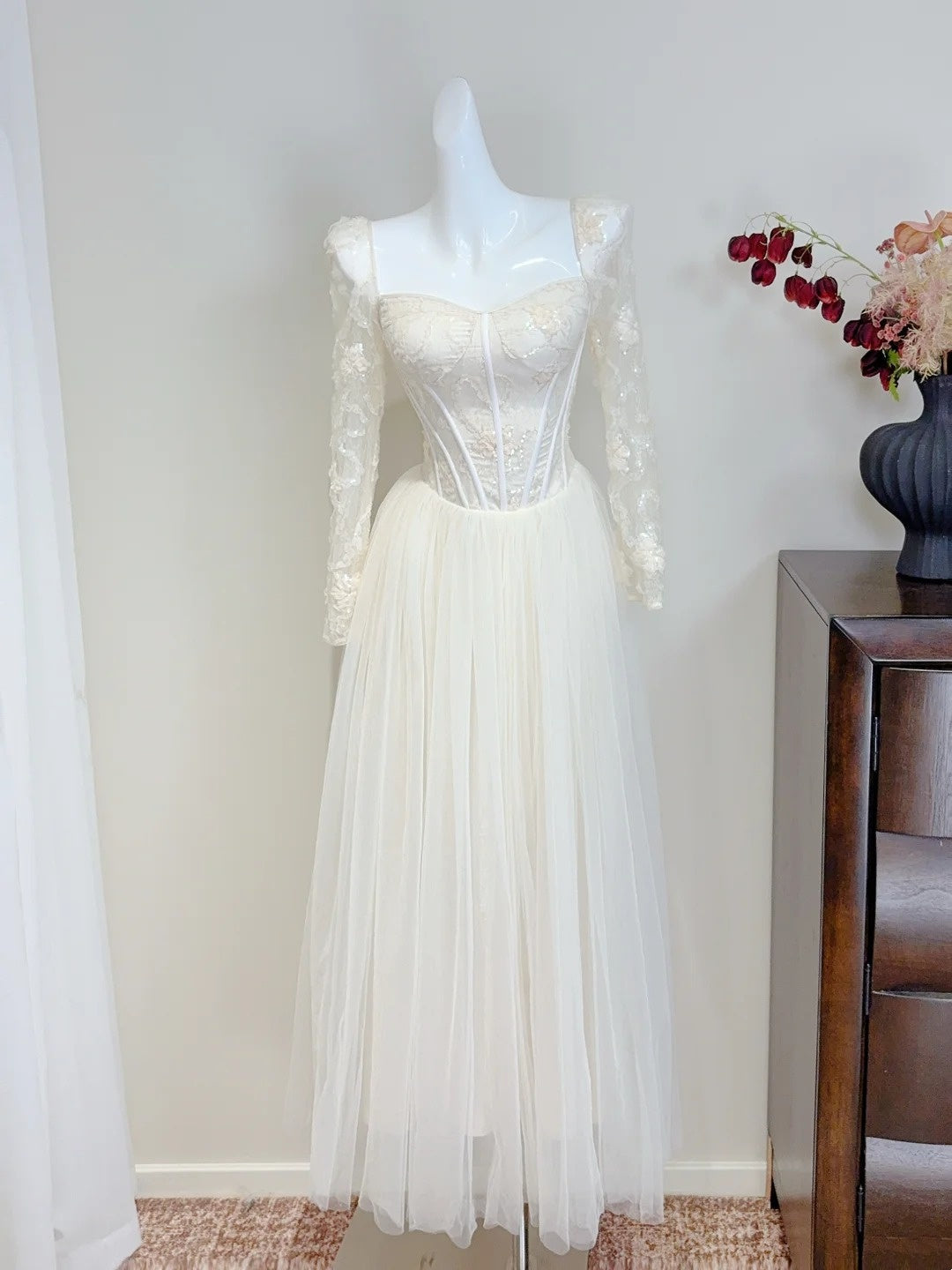Elegant Prom Dress Square Neck Tulle Cocktail Dress Birthday Party Dress HZ0319