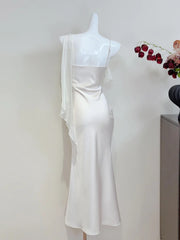 Minimalist Prom Dress Asymmetrical Neck Pleated Mermaid Cocktail Dress Birthday Party Outfits HZ0319