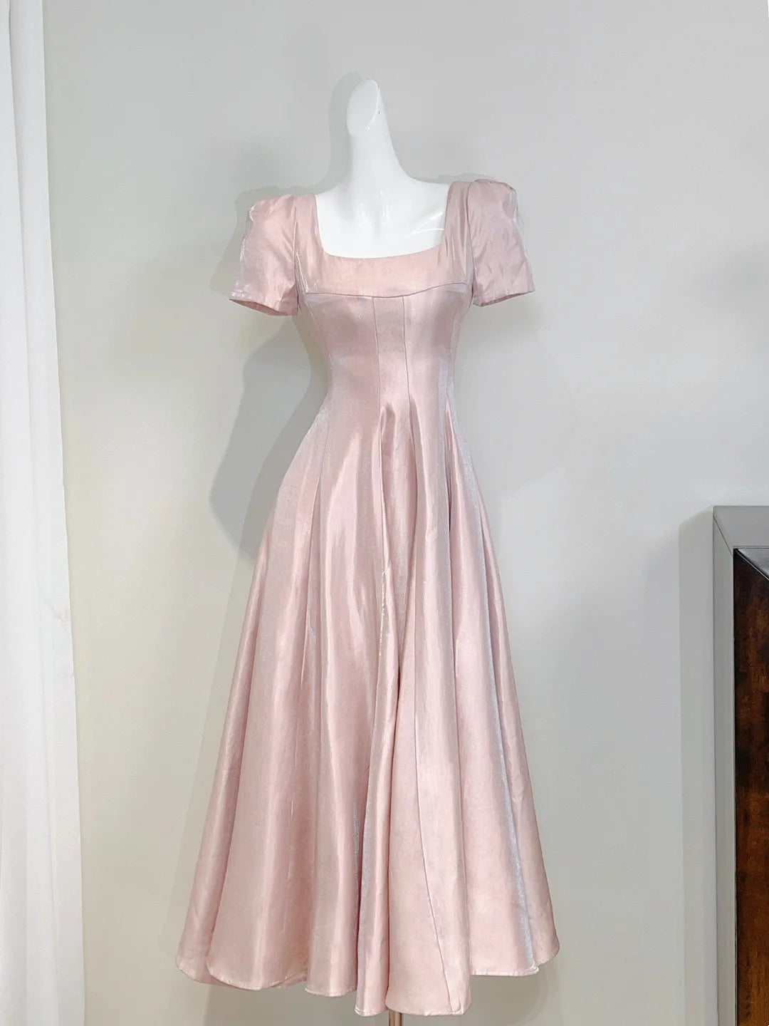 Elegant Prom Dress A Line Square Neck Pleated Evening Dress Birthday Party Outfits HZ0319