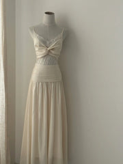 Elegant Prom Dress A Line Spaghetti Straps Pleated Lace Evening Dress Birthday Party Dress HZ0319