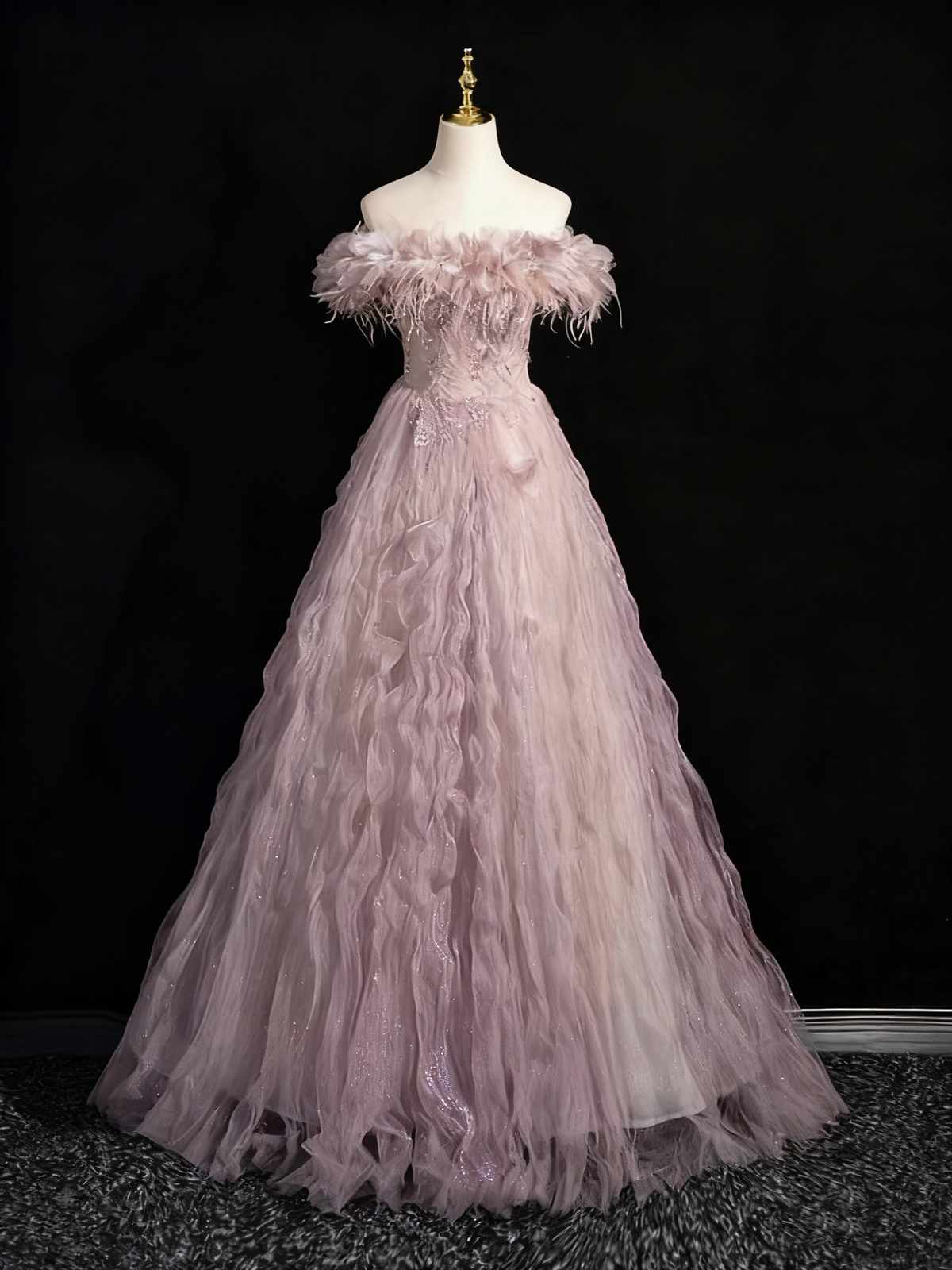 Beauty Prom Dress Off Shoulder Tulle Evening Dress Birthday Party Dress HZ0319