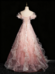 Gorgeous Prom Dress Off Shoulder Ruffle Tulle Evening Dress Birthday Party Dress HZ0319