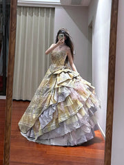 Pretty Prom Dress Strapless Tiered Ball Gown Birthday Party Dress Princess Dress HZ0319