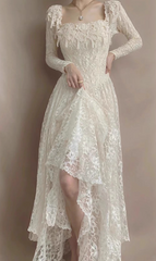 Vintage Wedding Dress Square Neck Pleated Wedding Dress HZ0319