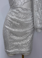 Shiny Homecoming Dress Asymmetrical Neck Short Prom Dress Birthday Party Dress Cocktail Dress HZ0319