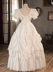 Retro Wedding Dress V-neck Pleated Wedding Dress HZ0319
