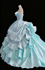 Pretty Prom Dress Strapless Pleated Ball Gown Quinceanera Dress Evening Dress Birthday Outfits HZ0319