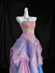 Colorful Prom Dress Strapless Pleated Evening Dress Quinceanera Dress Birthday Outfits HZ0319