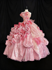 Gorgeous Prom Dress Strapless Ruffle Ball Gown Sweet 16 Dress Birthday Outfits HZ0319
