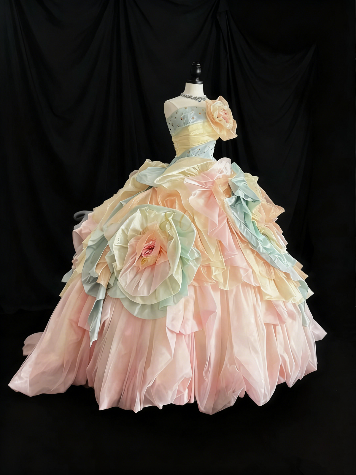 Pretty Prom Dress Strapless Pleated Flower Evening Dress Sweet 16 Dress Birthday Outfits HZ0319