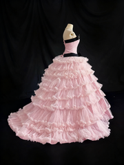 Beauty Prom Dress Strapless Pleated Tulle Ball Gown Quinceanera Dress Birthday Outfits HZ0319
