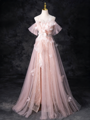 Pretty Prom Dress Off Shoulder Pleated Tulle Evening Dress Gala Dress Birthday Outfits HZ0319