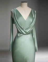 Minimalist Prom Dress V-neck Long Evening Dress Gala Dress Cocktail Dress HZ0319