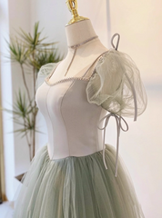 Elegant Prom Dress Square Neck Tulle Pleated Evening Dress Gala Dress Birthday Party Dress HZ0319