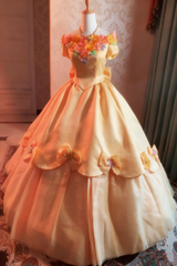 Newest Prom Dress Off Shoulder Flower Pleated Ball Gown Evening Dress Birthday Party Outfits HZ0319