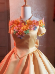 Newest Prom Dress Off Shoulder Flower Pleated Ball Gown Evening Dress Birthday Party Outfits HZ0319