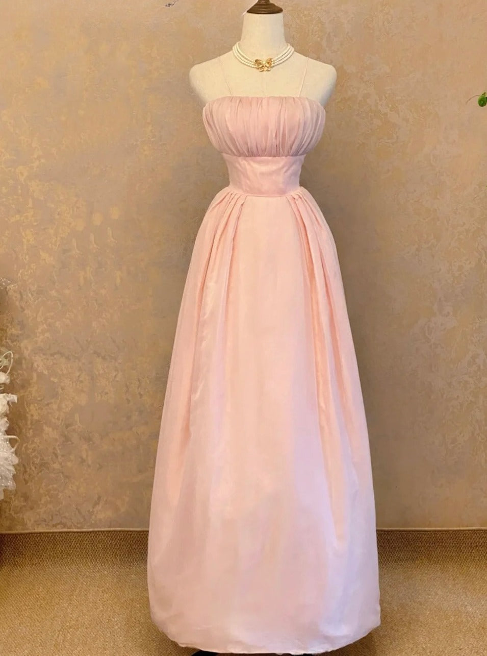 Charming Prom Dress Pink Strapless Pleated Evening Dress Gala Dress Birthday Party Dress HZ0319