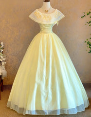 Newest Prom Dress Crew Neck Pleated Tulle Ball Gown Evening Dress Quinceanera Dress HZ0319