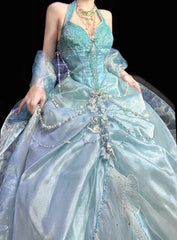 Gorgeous Prom Dress Halter Pleated Evening Dress Birthday Party Outfits Ball Gown HZ0319