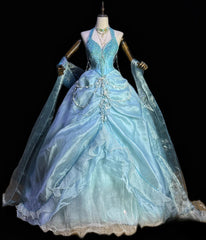 Gorgeous Prom Dress Halter Pleated Evening Dress Birthday Party Outfits Ball Gown HZ0319