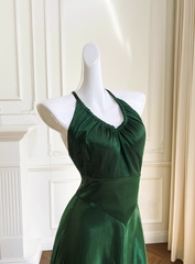 Elegant Prom Dress Dark Green Spaghetti Straps Backless Pleated Evening Dress Cocktail Dress Birthday Party Dress HZ0319