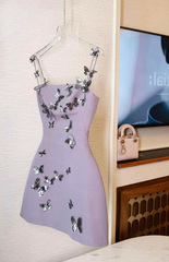 Stunning Homecoming Dress Spaghetti Straps Butterfly Short Prom Dress Cocktail Dress Birthday Party Dress HZ0319
