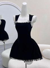 Minimalist Homecoming Dress Black A Line Straps Short Prom Dress Cocktail Dress Birthday Party Dress HZ0319