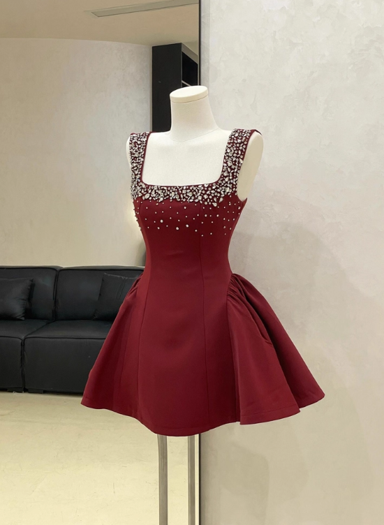 Pretty Homecoming Dress A Line Square Neck Short Prom Dress Birthday Party Dress Cocktail Dress HZ0319