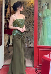 Retro Prom Dress Spaghetti Straps Pleated Gala Dress Evening Dress Birthday Party Outfits HZ0319