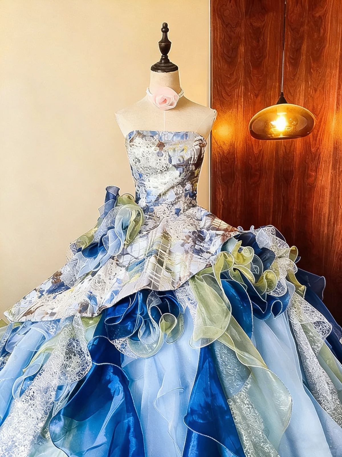 Beauty Prom Dress Strapless Ruffle Ball Gown Evening Dress Quinceanera Dress Birthday Party Outfits HZ0319