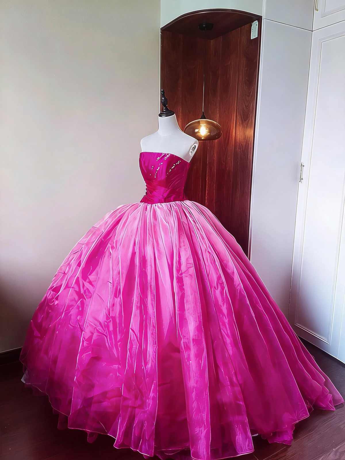 Stunning Prom Dress Strapless Pleated Ball Gown Evening Dress Quinceanera Dress Birthday Party Outfits HZ0319