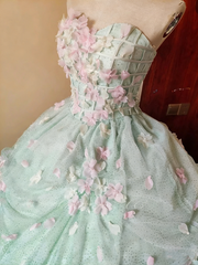 Pretty Prom Dress Sweetheart Floral Pleated Tulle Ball Gown Evening Dress Quinceanera Dress Birthday Party Dress HZ0319