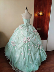 Pretty Prom Dress Sweetheart Floral Pleated Tulle Ball Gown Evening Dress Quinceanera Dress Birthday Party Dress HZ0319