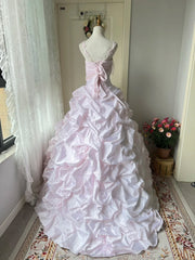 Newest Prom Dress Spaghetti Straps Pleated Ball Gown Evening Dress Quinceanera Dress HZ0319