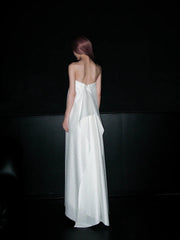 Minimalist Prom Dress White Strapless Evening Dress Gala Dress HZ0319