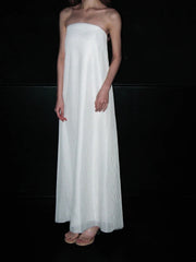 Minimalist Prom Dress White Strapless Evening Dress Gala Dress HZ0319