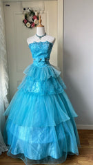 Beauty Prom Dress Strapless Pleated Tulle Ball Gown Evening Dress Quinceanera Dress HZ0319